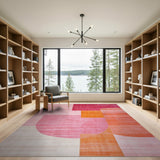 Vibrant Pink Orange Geometric Abstract Area Rug