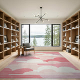Dreamy Pink Clouds Geometric Area Rug