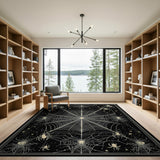 Gothic Spider Web Area Rug with Stars