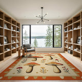 Whimsical Orange Mushroom Toadstool Rug