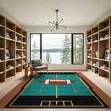 Blue and Teal Teal Football Field Area Rug