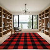 Bold Red Black Buffalo Check Rustic Area Rug