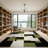 Khaki Geometric Modern Area Rug