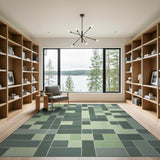 Geometric Modern Green Green Geometric Patchwork Area Rug