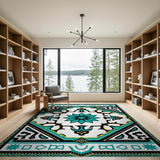 Teal Star Medallion Persian Area Rug