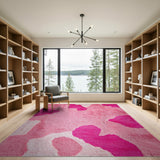 Fluffy Pink Cow Spot Shag Area Rug
