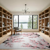 Cherry Pink Cherry Blossom Branch Area Rug