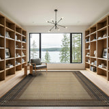 Beige Seagrass Rug with Black White Dot Border