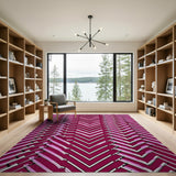 Pink Vibrant Pink Zigzag Geometric Area Rug