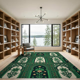 Green Arched Floral Lattice Area Rug