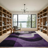 Purple Purple Geometric Wave Area Rug