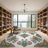 Teal Eye Ornate Pattern Area Rug