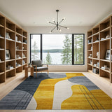 Abstract Grey Mustard Yellow Area Rug