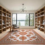 Orange Vibrant Orange Persian Floral Area Rug