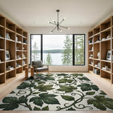 Vintage Green Grape Leaf Area Rug