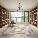 Geometric Modern Modern Geometric Abstract Beige Area Rug