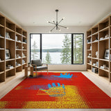 Bold Red Abstract Handprint Area Rug