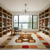 Multi-color and Patterns Adorable Cartoon Teddy Bear Kids Area Rug