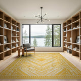 Yellow Geometric Heritage Tribal Area Rug