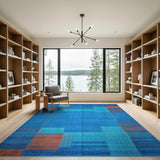Teal Blue Geometric Abstract Blue and Teal Area Rug