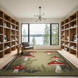 Whimsical Red Mushroom Forest Rug