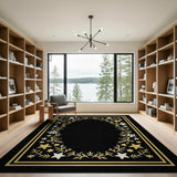 Starry Vine Border Black Area Rug