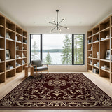 Ornate Burgundy Gold Traditional Persian Area Rug