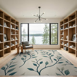 Teal Foliage Branch Area Rug