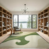 Green Swirl Abstract Area Rug