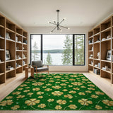 Floral Vintage Green Emerald Green Golden Shamrock Area Rug