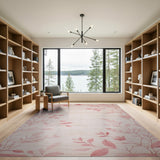 Red Leaf Vine Area Rug on Beige