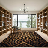 Geometric Modern Golden Lattice Geometric Area Rug