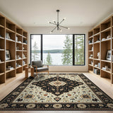 Black Ivory Traditional Persian Medallion Rug