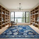 Navy Chinoiserie Blossom Tree Porcelain Vase Rug