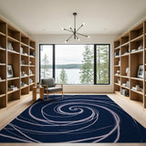 Hypnotic Navy Spiral Abstract Area Rug
