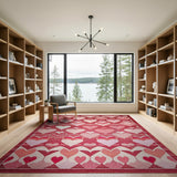 Ombre Pink Hearts Geometric Area Rug