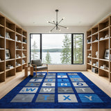 Playful Blue Alphabet ABC Kids Area Rug