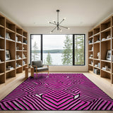 Vibrant Pink Black Geometric Maze Rug