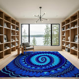 Navy Blue Mandala Spiral Area Rug