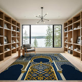 Navy Blue Ornate Moroccan Arch Area Rug