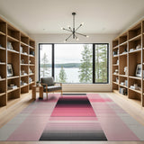Pink Ombre Black Stripe Area Rug