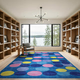 Multi-color and Patterns Vibrant Multi-Color Overlapping Circles Area Rug