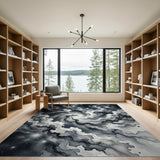Stellar Nebula Swirl Black White Area Rug