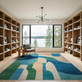 Modern Abstract Blue Teal Area Rug