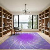 Purple Radiant Swirl Abstract Area Rug