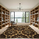 Brown and Tan Leopard Floral Brown Tan Area Rug