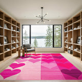 Geometric Modern Pink Hearts Geometric Area Rug