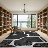 Black and White Abstract Area Black White Abstract Wave Area Rug
