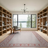 Pink Heart Border Cream Area Rug