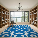Bold Blue Abstract Geometric Area Rug